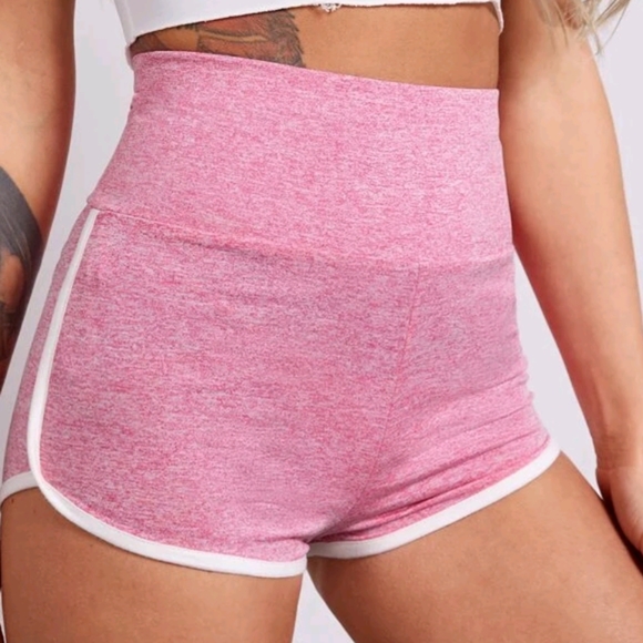 New Wide waistband contrast binding marled knit shorts. (Size M) - Picture 2 of 6